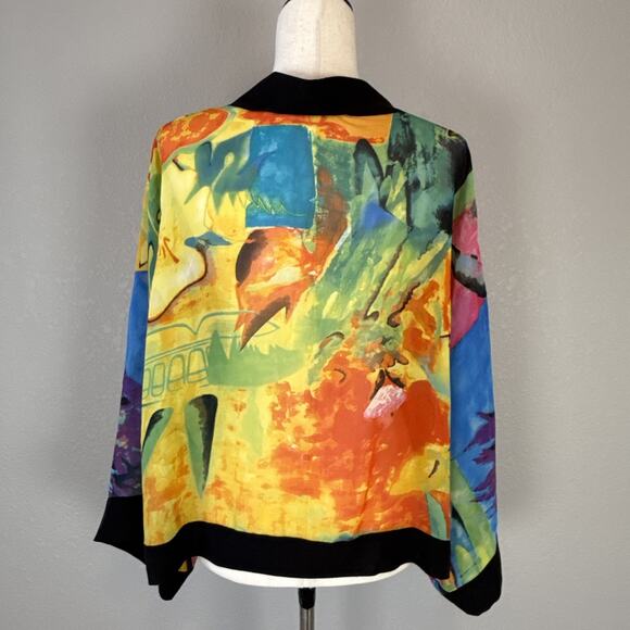 Chico's Womens Lightweight Silk Chiffon Short Kimono Jacket Size 2 L Watercolor - Picture 5 of 8